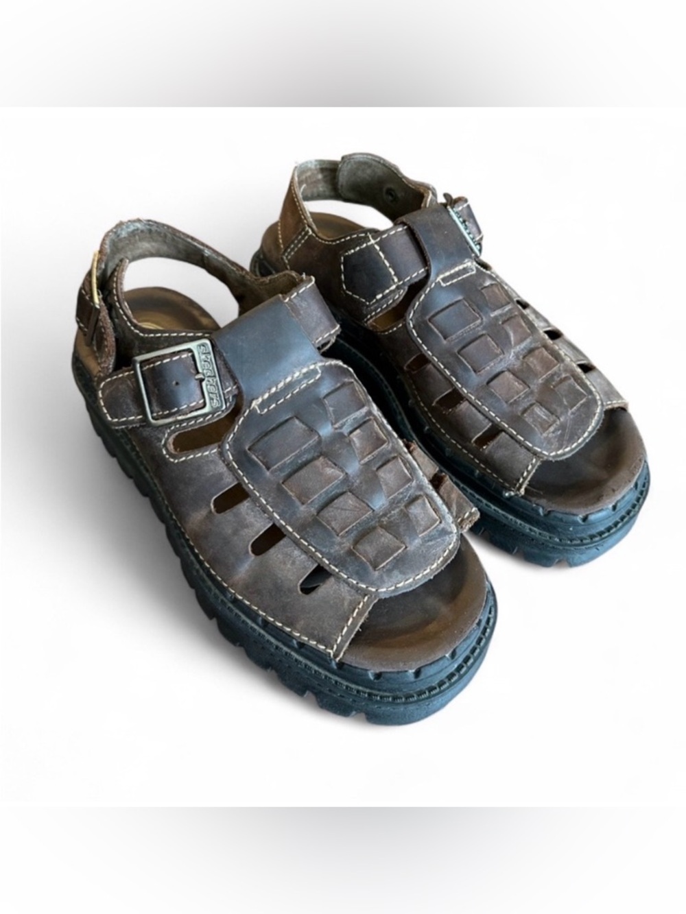 Sketchers Vintage Brown Leather Jammers Sandals